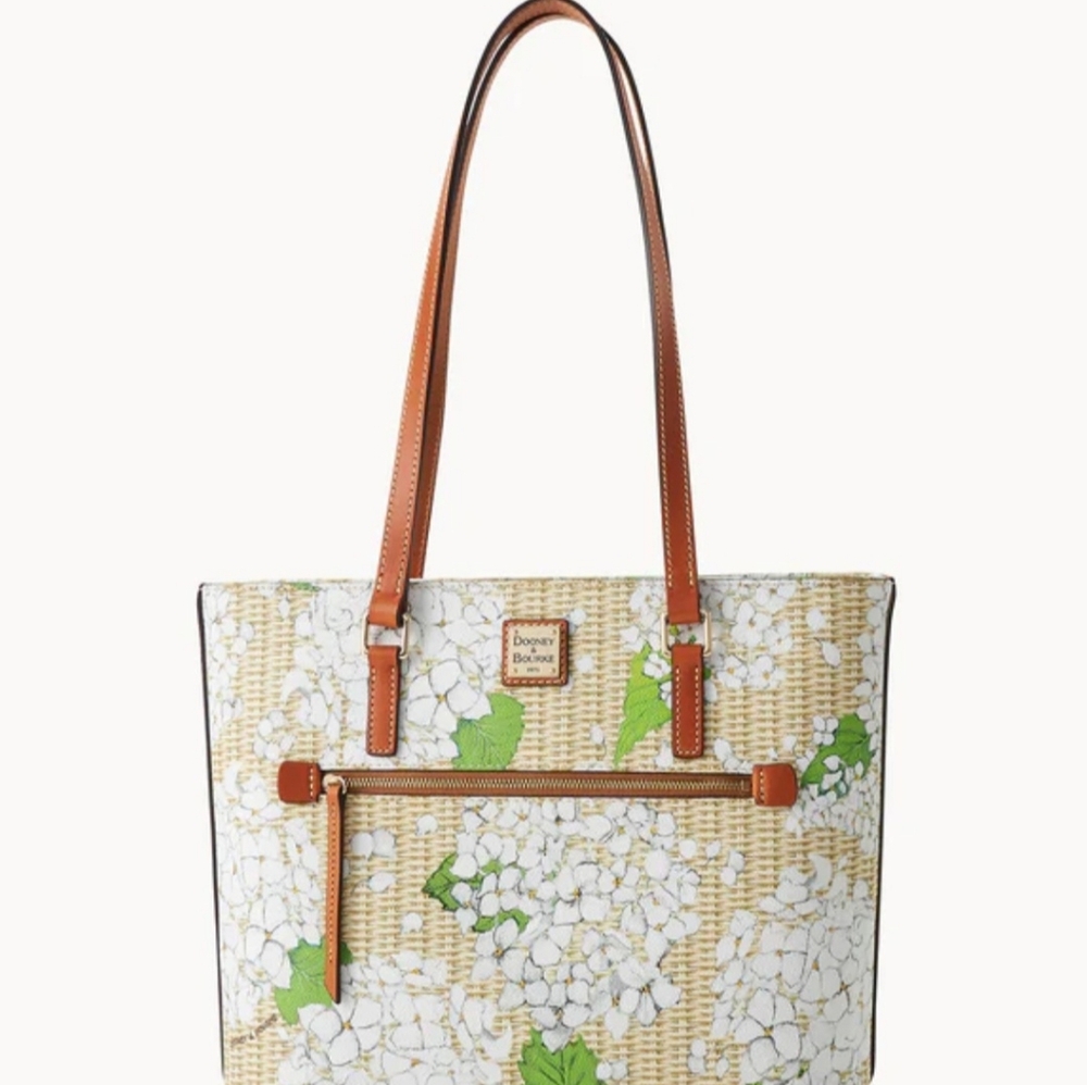 Dooney & Bourke White Floral Tote with Tan Straps